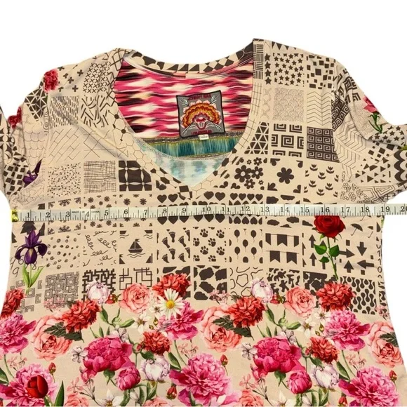 Johnny Was Mystery Print Ladies V-Neck Long Sleeves Boho Sz Small - Picture 7 of 10